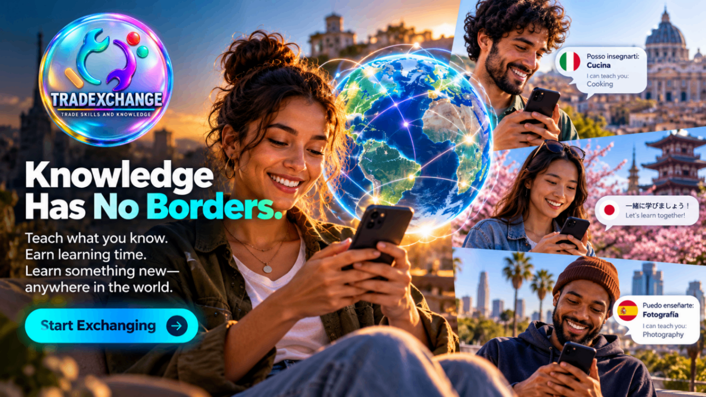 TradeXchange connects people around the world through teaching and learning on their phones